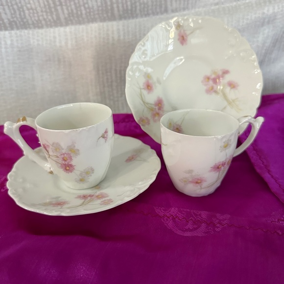 J.P. Limoges, antique, rare find, set of 2, demitasse cups with saucers. - Picture 1 of 11